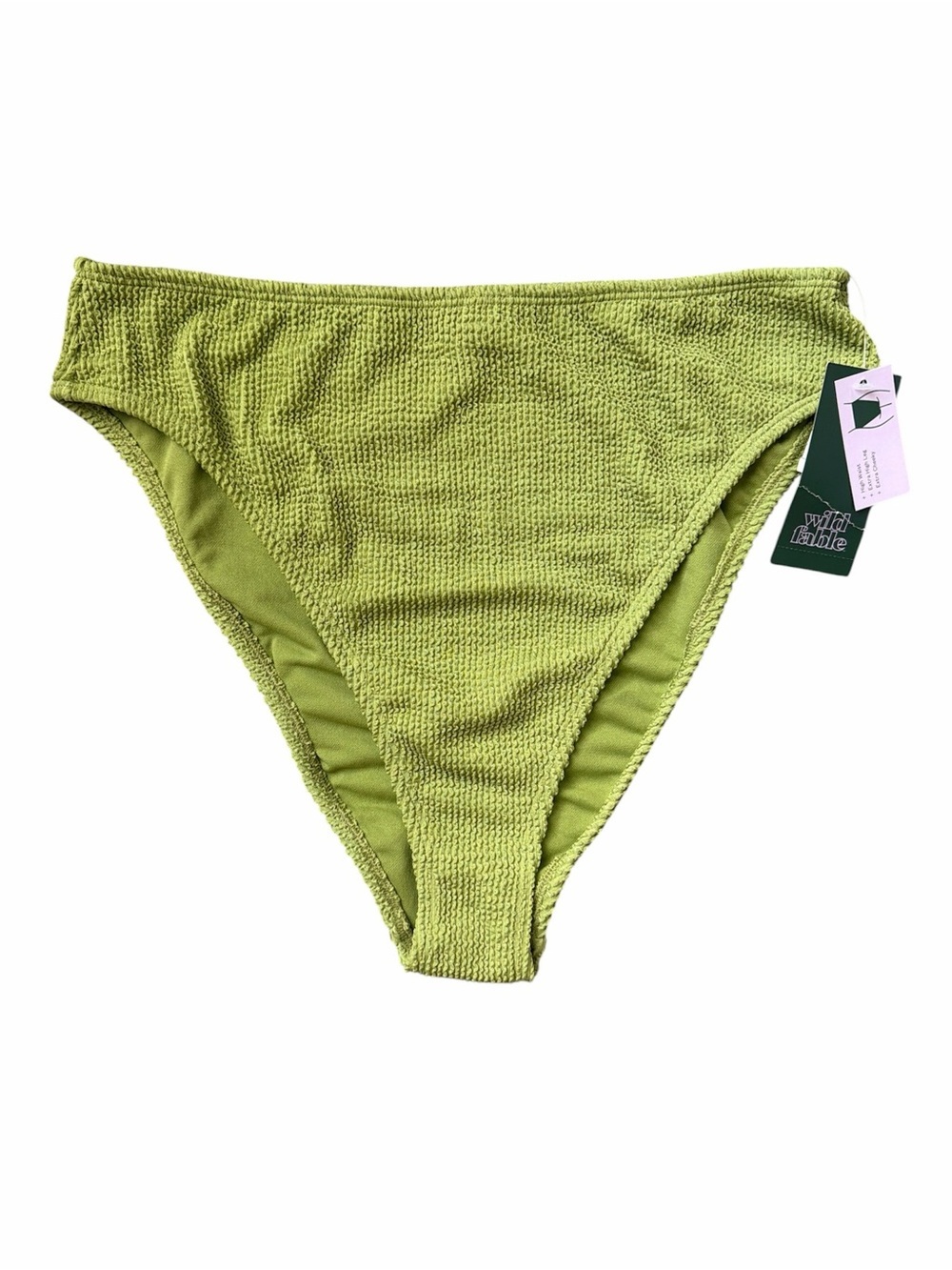 Wild Fable Green Textured High Waist Bikini Bottom Size L NWT